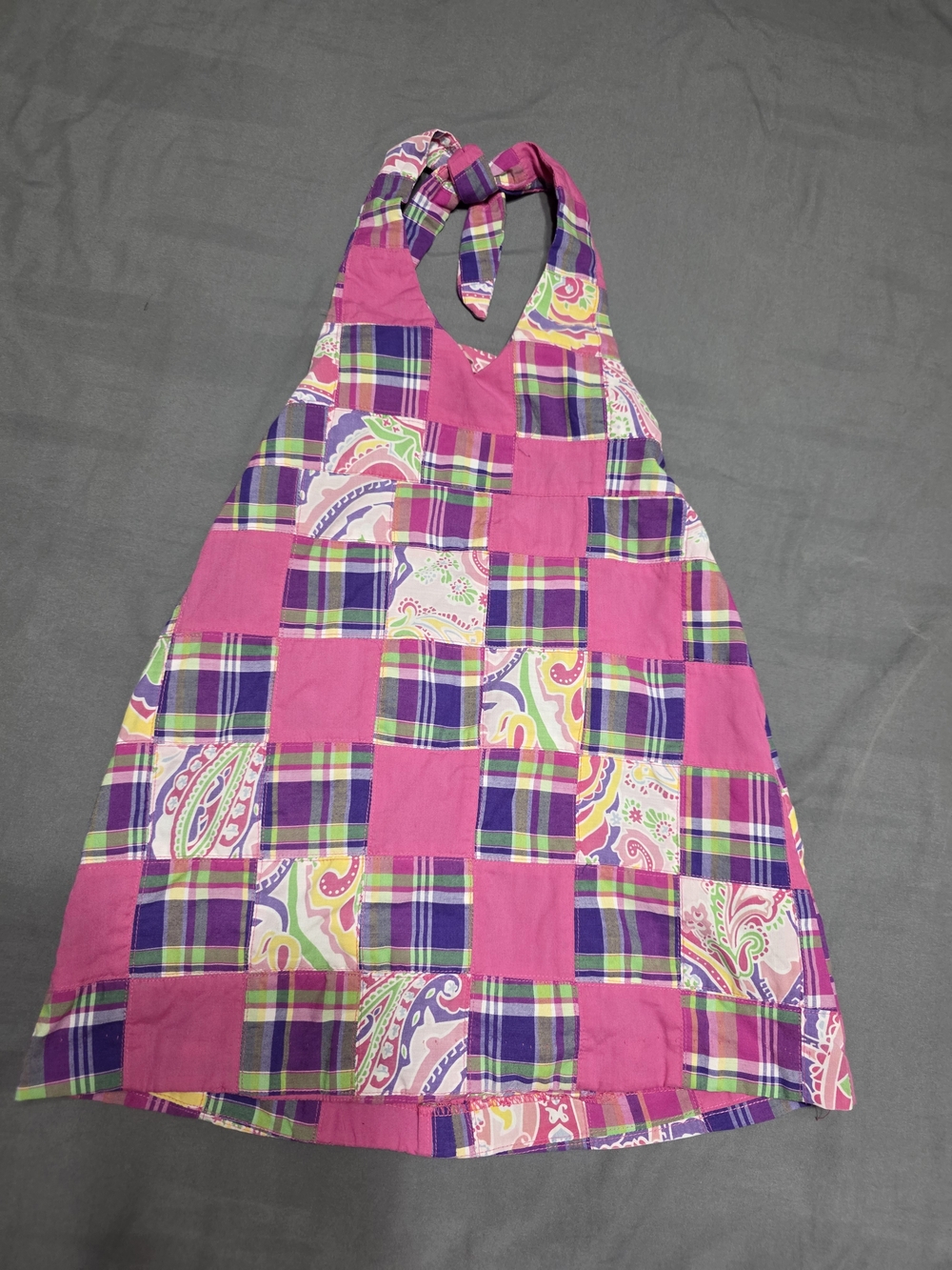 Kelly's Kids Pink Plaid & Paisley Halter Dress